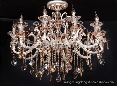 明盟高档锌合金弯管水晶吊灯 厂家直销定制服务
